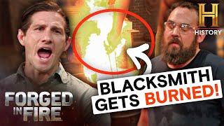 Bladesmith BURNS Hand in Epic Mishap | Forged in Fire (Season 1)