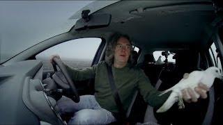 Top Gear - James May throws a dove out of a car into a moving truck