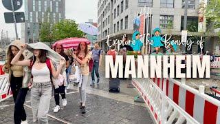 [4K] Mannheim Germany  | Rain Walk City Center | Es regnet️