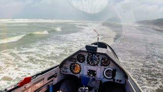 Glider Low Pass over Beach, Lake and Mountains Compilation