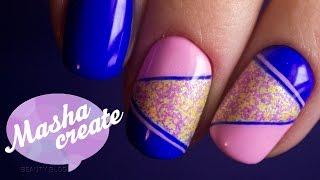 Маникюр геометрия: Меланж для ногтей + гель лак Vogue nails популярный синий. Простой дизайн ногтей