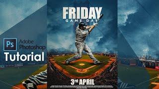 Adobe Photoshop Tutorial l Baseball poster  l Design