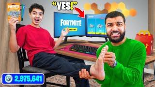 YES DAY for my Little Brother while he plays FORTNITE for 24 Hours.. (SAYING YES!)