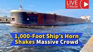 ️ 1,000-Foot Ship’s Horn Shakes Massive Duluth Crowd LIVE!