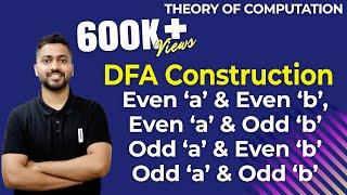 Lec-17: DFA for Even a and Even b | Even a Odd b | Odd a and Even b | Odd a Odd b | TOC