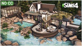 Your Sims can SWIM in this "pond"?! - Modern Mansion [No CC] - Sims 4 Speed Build | Kate Emerald