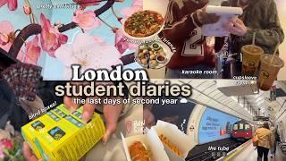 london student life  final class, days out, karaoke, good eats, studying, cherry blossoms, friends!