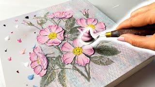 STUNNING Briar Rose Art - TEXTURED + Easy 3D Techniques! | AB Creative Tutorial