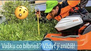 Test AKU sekačky STIHL RMA 448 PV na vlhké trávě | battery mower test