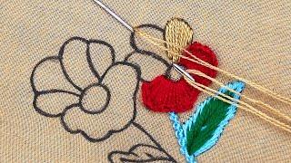 Latest Golden Hand Embroidery Designs| new style golden modern flower embroidery work| easy stitches