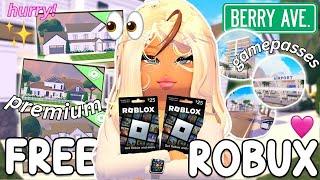 GIVEAWAY: FREE ROBUX CODE!! BERRY AVENUE PREMIUM AND GAMEPASSES!!