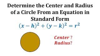 Find the Center and Radius of a Circle Given the Equation in Standard Form