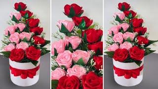 DIY | How to Make a Bouquet of Roses from Satin Ribbon Easy | Valentines day special ideas