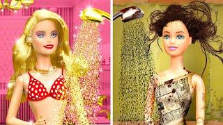 BARBIE RICH VS BROKE CARDBOARD MAKEOVER HACKS || Amazing DIY with Cardboard by 123 GO!