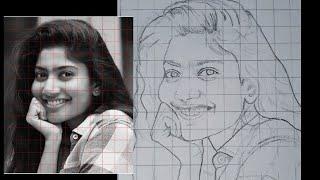 Girl Portrait Drawing by using Grid | Step-by-Step Art Tutorial | Sai Pallavi | Amaran #shorts #art