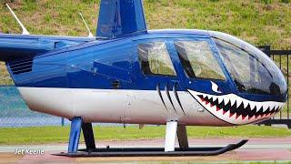 Robinson R44 II Shark Mouth Helicopter Takeoff, Flight & Landing @ Fuse Heliport in October 2022