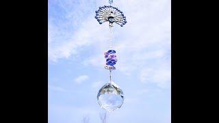 Crystal Prisms Suncatchers - Hanging Ornament Crystals Ball Prism with Alloy Peacock Decor for Home