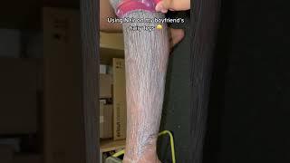 Girl uses Nair on her boyfriend's hairy legs! #shorts