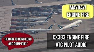 Engine Fire Cathay Pacific A350 flight Hong Kong - Zurich Diversion (B-LXI) ATC Audio Only