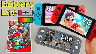 Super Mario Odyssey Battery Life on Nintendo Switch (V1 vs. V2) and Nintendo Switch Lite