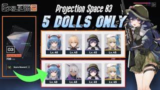 【GFL2】700 Points with ONLY 5 Dolls!? Projection Space 03 F2P Clear! - Girls Frontline 2: Exilium