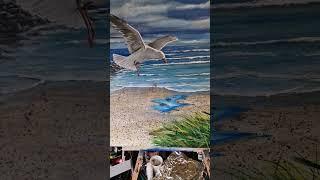 gull girl #www.downpouringart.co.uk #downpouringart ##acrylic #stephenallen #art #seascape