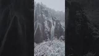 Plitvicka jezera - Croatia - Big Waterfall - #croatia #fyp #plitvice  #waterfall #snow #shorts