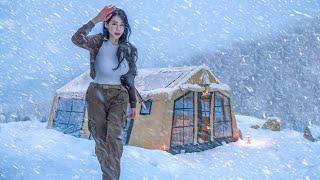️CAMPING IN HEAVY SNOW WITH A 2-ROOM INFLATABLE TENT