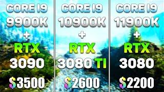 Core i9 9900K + RTX 3090 vs Core i9 10900K + RTX 3080 Ti vs Core i9 11900K + RTX 3080