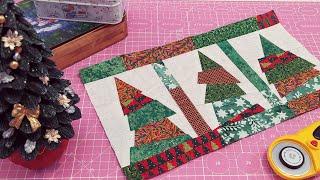 Patchwork tutorial: crazy Christmas table runner in different way