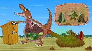 Rescue Tyrannosaurus-Rex From GODZILLA & KONG: The Battle Against Digestive System - FUNNY CARTOON