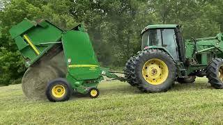 Raking and baling first cutting of hay in 2023