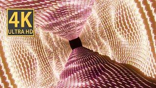 Abstract Background Video 4k Pink Golden VJ LOOP NEON Calm Hypnotic Waving Tunnel Motion Graphics