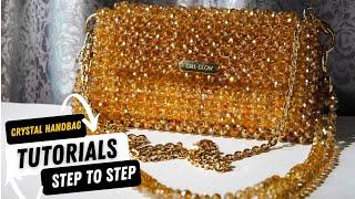 Step to Step Tutorial of Crafting A Beaded Handbag in Amber Gold Crystals | DIY Beaded Bag