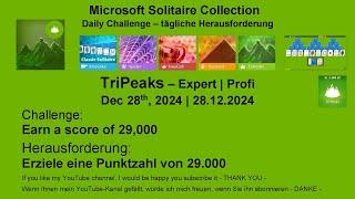 Solitaire Daily Challenges | TriPeaks - Expert | Dec 28th, 2024