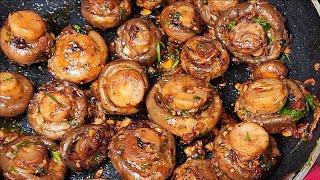 Mushrooms | Butter Garlic Mushrooms | garlic mushrooms |sauteed button mushrooms stir fried mushroom