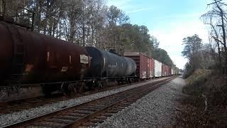 Late NS 119 makes its way thru Chicopee (MP-588.0) on 12/15/17 with UP 6695 leading