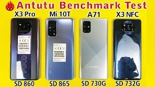 Poco X3 Pro vs Mi 10T vs A71 vs Poco X3 - Antutu Benchmark Score Test