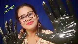 ASMR Oil Massage in Gloves  Unintelligible whispers |ASMR Ghosal| asmr for sleep |