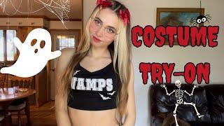 a spooky halloween costume try-on