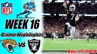 Jacksonville Jaguars Vs. Las Vegas Raiders WEEK 16 Game 1+2ND Highlights | NFL 2024 Season