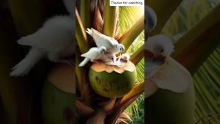 The story of a pigeon making a nest on a coconut tree and laying eggs and then a snake comes  #ai​