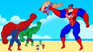 Team Hulk & SuperMan, SpiderMan Vs Evolution Of MUSCLE- SPIDER GIRL: Who Is The King Of Super Heroes