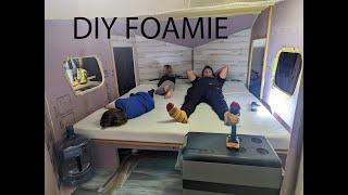 DIY foam camper build. foamie, poor man's fiberglass PMF. DIY battery.