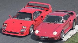 Ferrari F40 vs Porsche 959 at Silverstone