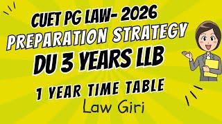 CUET PG LLB 2026 Preparation Strategy|DU LLB 3 years Law Entrance Exam 2026- 1 year Time Table