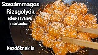 Sült Rizsgolyók, édes savanyú mártásban.