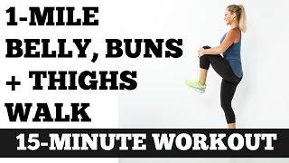 Indoor Walking at Home Low Impact Full Length Workout: 1 Mile Belly Buns and Thighs Walk