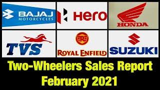 Two-Wheeler Sales Report February 2021 | Bike sales feb 2021 | top 15 selling 2-wheeler brands-Feb |