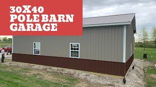 30x40 Pole Barn - Two Car Garage (Wind Brace for Post Frame)